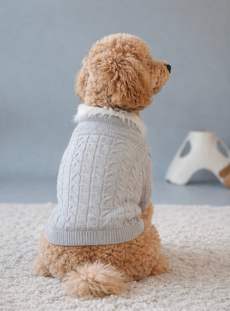 Cable-Knit Polo Sweater