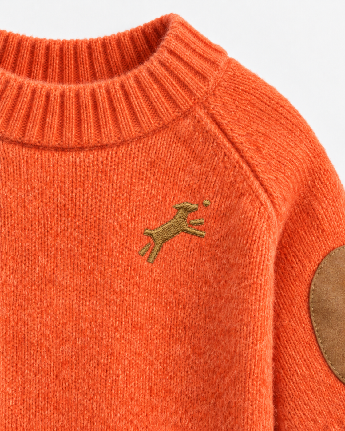 Suede-Patch Wool-Cashmere Sweater