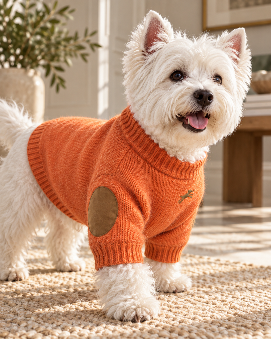 Suede-Patch Wool-Cashmere Sweater